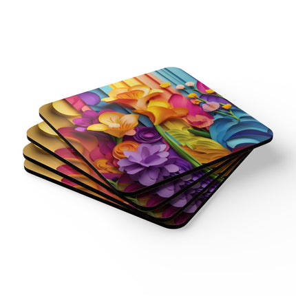 The Graceful Freesia Corkwood Coaster Set