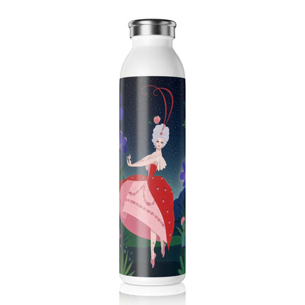 🌙🌺 The Lady Of The Midnight Garden Slim Water Bottle – Art Deco Floral Elegance