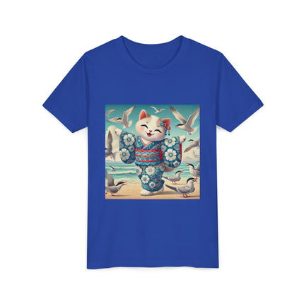 Geisha Kitten by the Seaside Youth Short Sleeve Tee