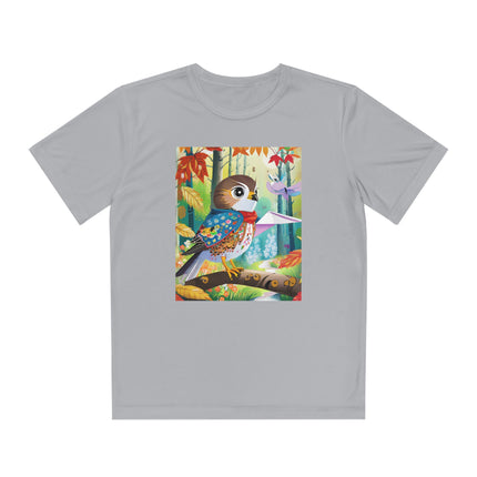 Baby Hawk Plays in Forest Youth Competitor Tee
