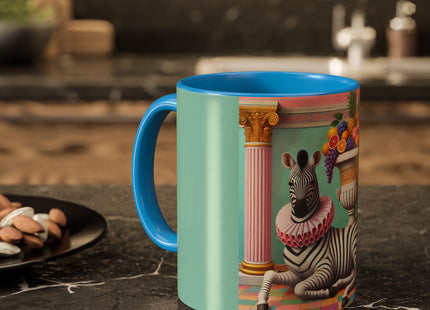 Still Life with Zebra, Fruit, and Pink Columns Colorful Mugs (11oz, 15oz)