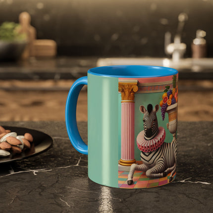 Still Life with Zebra, Fruit, and Pink Columns Colorful Mugs (11oz, 15oz)
