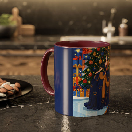 👑🎄 The Christmas Queen Of Golden Bells Colorful Mug – Art Deco Holiday Elegance