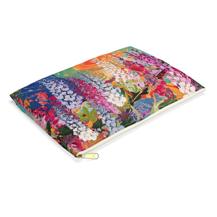 Golden Wisteria Elegance Accessory Pouch – Klimt Inspired Japanese Art Nouveau Design