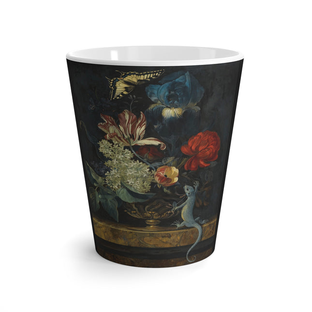 A Still Life with Tulips and Other Flowers in a Vase on a Marble Ledge by Willem van Aelst Latte Mug