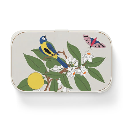 Blue Tit & Butterfly Bento Lunch Box – Elegant Charm & Springtime Grace