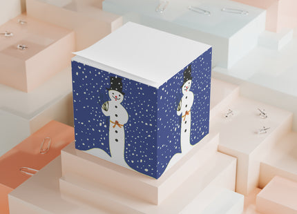 Snowman in Falling Snow Note Cube