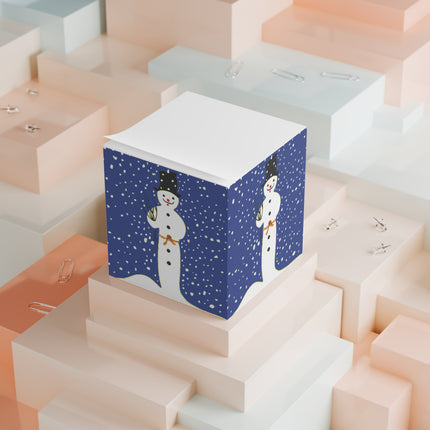 Snowman in Falling Snow Note Cube