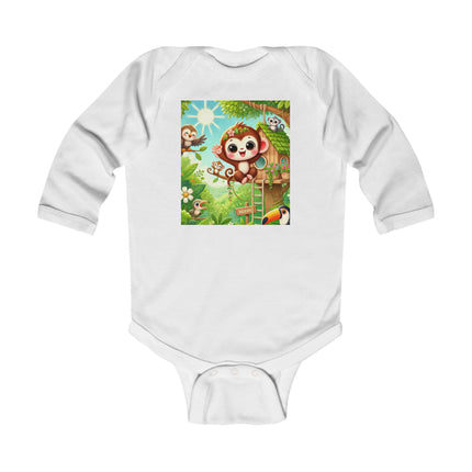 Monkey Treehouse Adventure Baby Long Sleeve Bodysuit – Whimsical Jungle Play Design