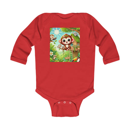 Monkey Treehouse Adventure Baby Long Sleeve Bodysuit – Whimsical Jungle Play Design