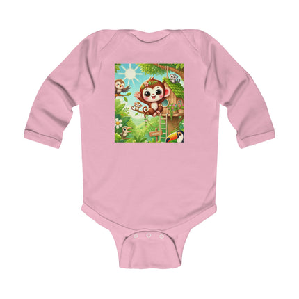 Monkey Treehouse Adventure Baby Long Sleeve Bodysuit – Whimsical Jungle Play Design