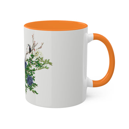 Peonies and Birds by Okamoto Shuki Colorful Mugs, 11oz