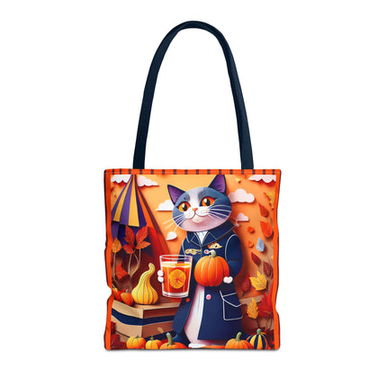British Shorthair at an Autumn Market Tote Bag (AOP)