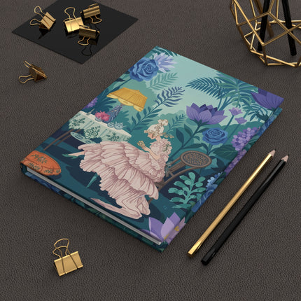 🌸🫖 The Lady Of The Secret Garden Tea Hardcover Journal – Art Deco Fashion Illustration
