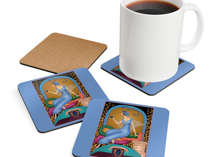 Virgo Zodiac Design – September & Sapphire by Sofia Chiostri | Corkwood Coaster Set