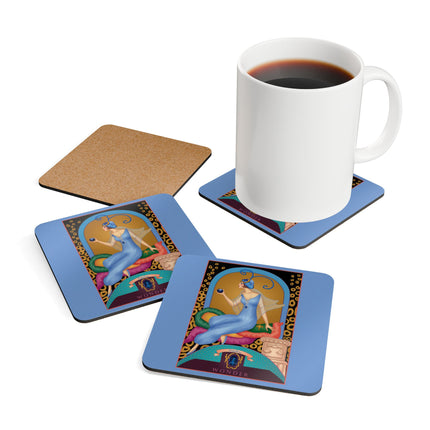 Virgo Zodiac Design – September & Sapphire by Sofia Chiostri | Corkwood Coaster Set