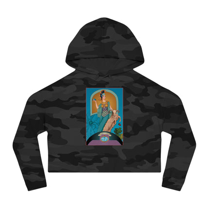 March & Aquamarine (Gem Series) by Sofia Chiostri Women’s Cropped Hooded Sweatshirt