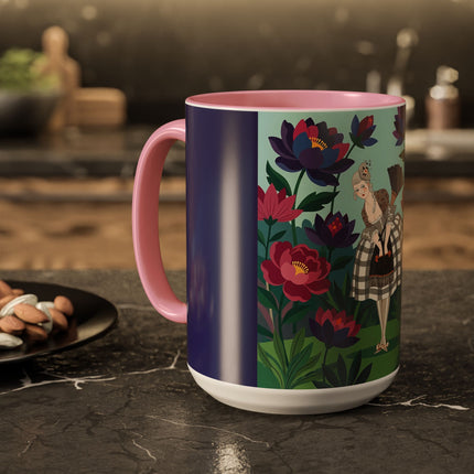 The Lady Of The Lotus Garden Colorful Mugs – Art Deco Botanical Elegance