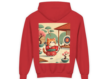 Archer Kitten in the Zen Garden Youth Heavy Blend Hooded Sweatshirt