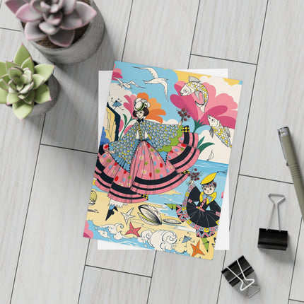 🐚🐟 The Seaside Fantasy Postcards With Envelopes – Art Deco Ocean Whimsy