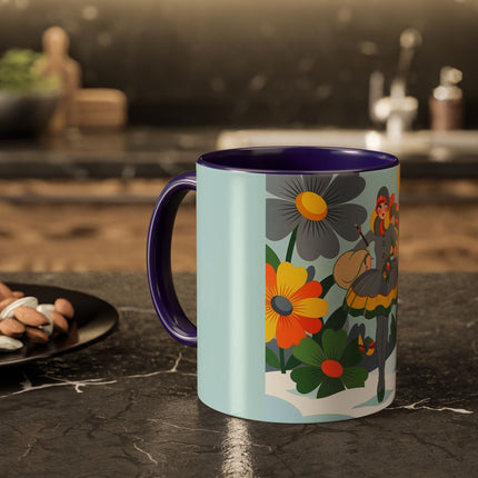 ❄️🌼 The Winter Flower Wanderer Colorful Mug – Colorful Art Deco Snow Fantasy