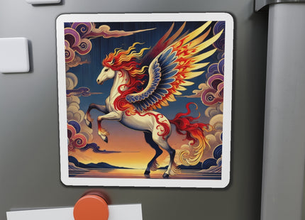 Flame-Winged Horse at Sunset Die-Cut Magnets (4 Sizes)