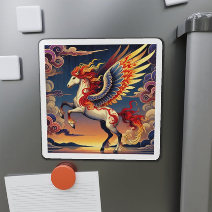 Flame-Winged Horse at Sunset Die-Cut Magnets (4 Sizes)