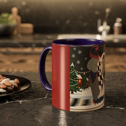 ❄️✨ The Winter Couture Promenade Colorful Mug – Art Deco Holiday Elegance