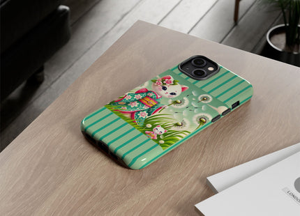 Geisha Kitten and the Dandelion Phone Cases