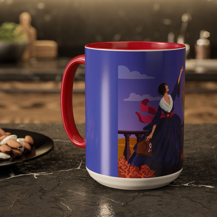 The Dawn Serenade Colorful Mug (11oz, 15oz) – Rooster Beauty, Morning Charm & Art Deco Elegance