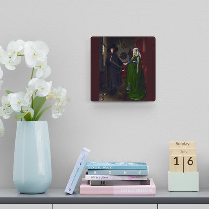 Arnolfini Portrait by Jan Van Eyck Acrylic Wall Clock, Round and Square