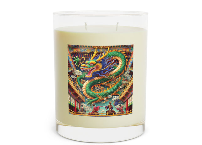 Tibetan Dragon Over Kabuki Duel Scented Candle - Full Glass, 11oz