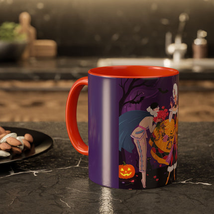 🎭🌹 The Harlequin Rose Masquerade Colorful Mug – Theatrical Halloween Romance