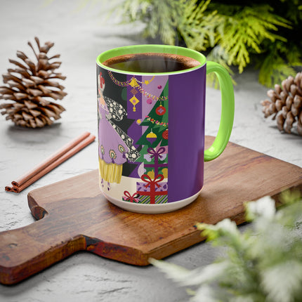 🎁✨ The Lavender Christmas Masquerade Colorful Mug – Art Deco Holiday Fantasy