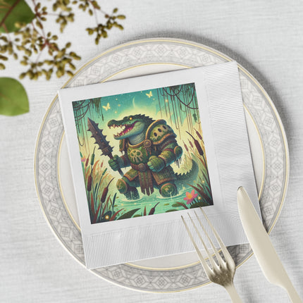Swamp Tyrant White Coined Napkins