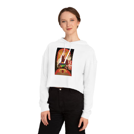 January & Garnet (from the Gem Series) by Sofia Chiostri Women’s Cropped Hooded Sweatshirt