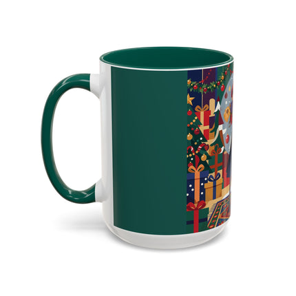 ☃️🎄 The Snowman's Christmas Companion Colorful Mug – Art Deco Holiday Fantasy