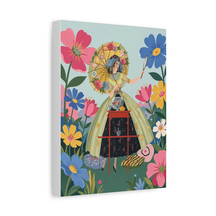 🌸🪞 The Floral Parasol Reflection Placemat – Art Deco Garden Fantasy