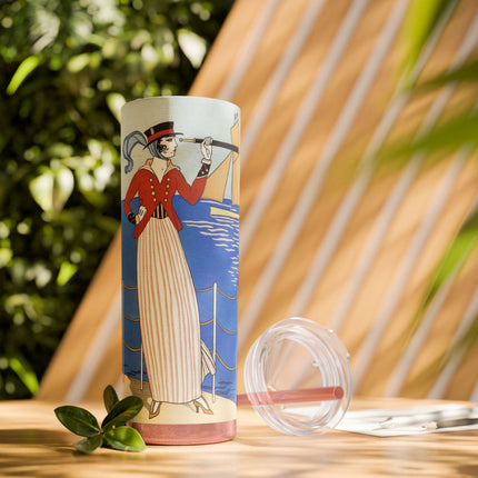 Costume de Yacht by George Barbier Skinny Tumbler with Straw, 20oz