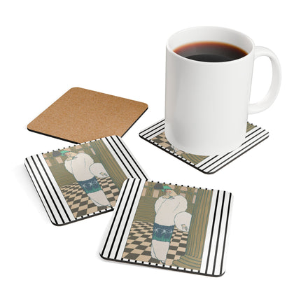 Les Hermines by Georges Lepape Corkwood Coaster Set