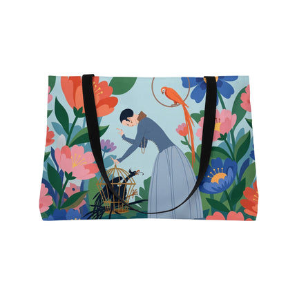 🦜🌺 The Lady Of The Garden Aviary Weekender Tote Bag – Art Deco Floral Whimsy