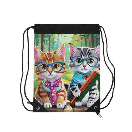 Kitten Scholars Drawstring Bag