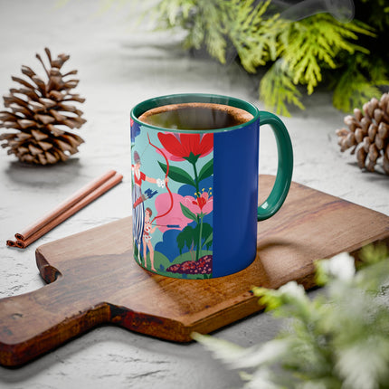 The Lady Of The Scarlet Bow Colorful Mugs – Art Deco Botanical Archer Elegance