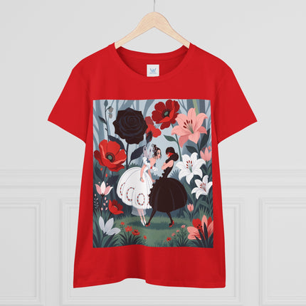 🌹🖤 The Midnight Rose Garden Cotton Tee – Art Deco Floral Fashion