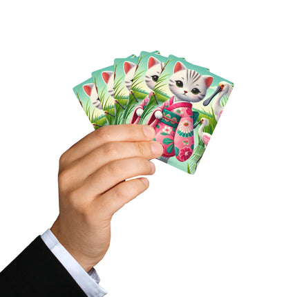 Geisha Kitten Strolls Among the Spoonbills Playing Cards