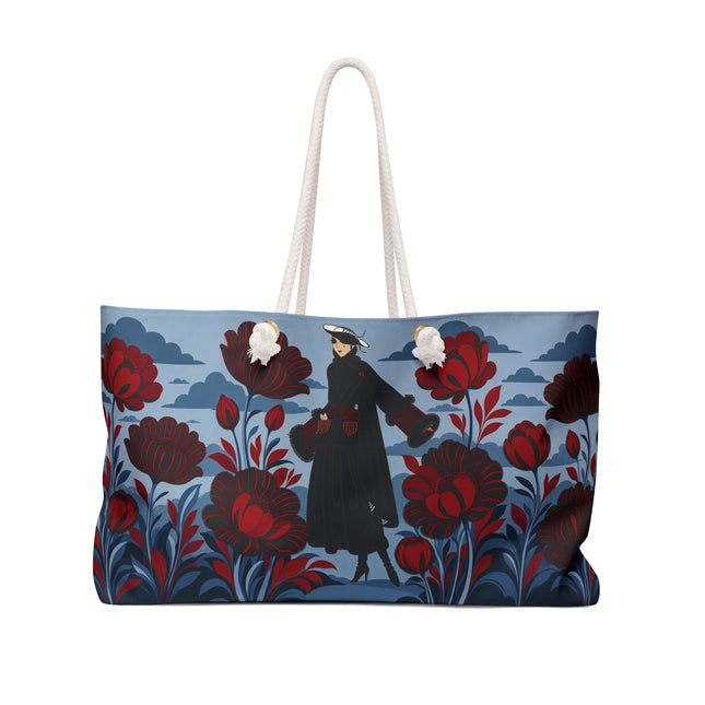 🌹🖤 The Scarlet Midnight Garden Promenade Weekender Bag – Art Deco Floral Elegance