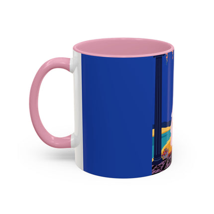 The Moonlit Promenade Colorful Mug (11oz, 15oz) – Blush Elegance, Coastal Romance & Art Deco Style