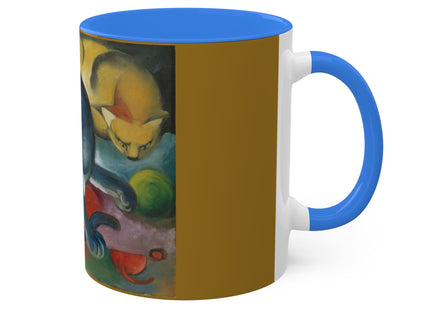 Two Cats, Blue and Yellow by Franz Marc Colorful Mugs, 11oz