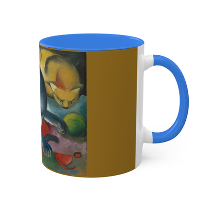 Two Cats, Blue and Yellow by Franz Marc Colorful Mugs, 11oz