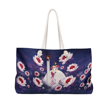 🌙🌺 The Moonlit Blossom Candlelight Weekender Bag – Art Deco Floral Fantasy